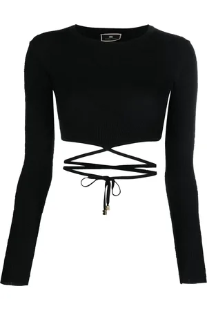 Elisabetta Franchi T-shirt crop à détail noué