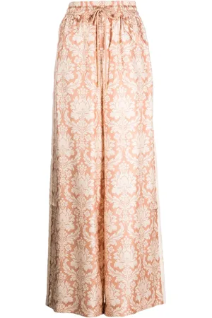 ZIMMERMANN Pantalon palazzo en soie à imprimé graphique