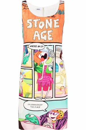 Moschino Robe imprimée Stone Age sans manches
