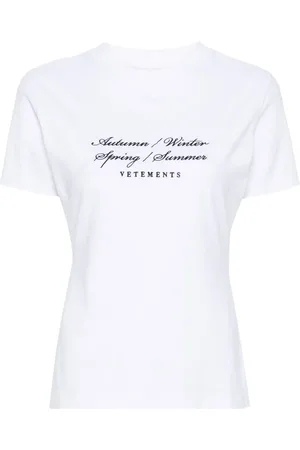 Vetements T-shirt en coton à slogan brodé