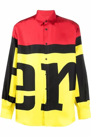 FERRARI Chemise en soie à design colour block