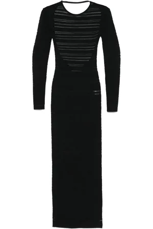 ANDREADAMO Robe longue en maille à rayures