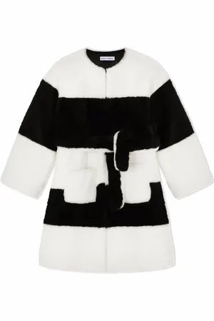 Dolce & Gabbana Manteau rayé en fourrure artificielle