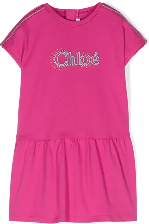 Chloé Robe en coton à logo brodé