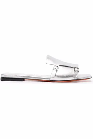 santoni Sandales en cuir à effet métallisé
