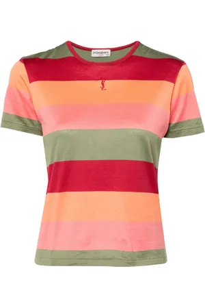 Saint Laurent T-shirt rayé à logo poitrine
