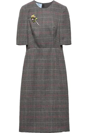 Prada Robe mi-longue à motif Prince de Galles