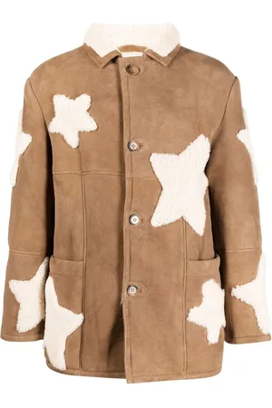 Sky High Farm Veste en cuir à appliqués en peau lainée