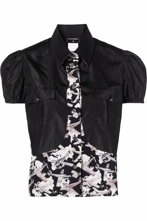 CHANEL Blouse en soie à imprimé graphique (2006)