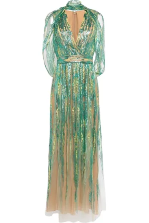 Elie saab Robe longue en tulle à sequins