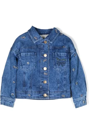 MONNALISA Veste en jean à fleurs brodées
