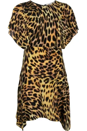 Stella McCartney Robe en soie à imprimé léopard