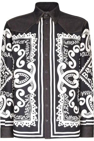 Dolce & Gabbana Chemise imprimée à brods en jean