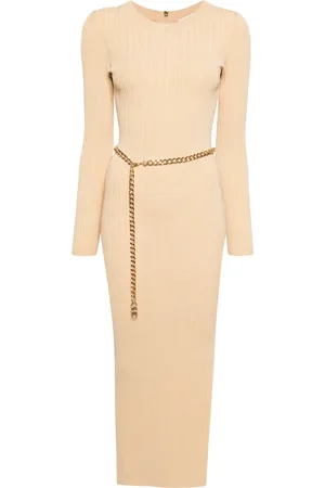 Michael Kors Robe nervurée mi-longue à ceinture en chaîne