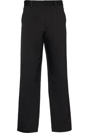 Prada Pantalon en soie mélangée à coupe droite