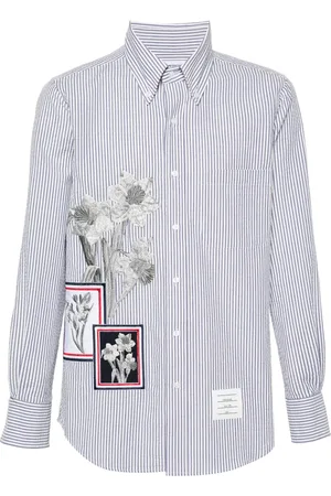 Thom Browne Chemise rayée à fleurs brodées