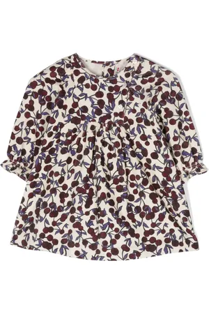 BONPOINT Robe en velours côtelé à cerises imprimées