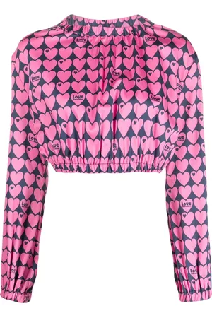 Moschino Blouse crop à imprimé cœurs