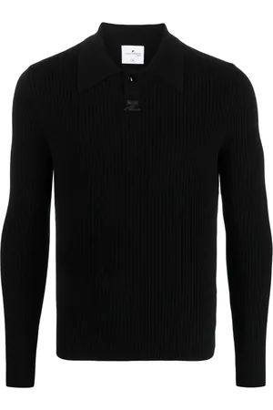 Courrèges Polo nervuré à patch logo