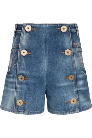 Balmain Short en coton à patch logo