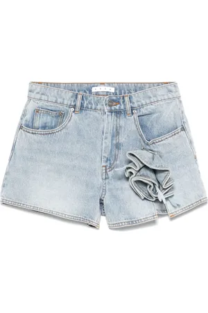 AREA Short en jean à appliqués fleurs