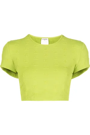 CHANEL T-shirt crop à logo CC brodé (1997)