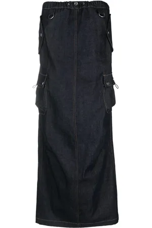 COPERNI Jupe longue en jean à teinture foncée