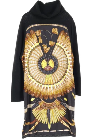 Hermès Robe évasée à imprimé plumes (années 2010)