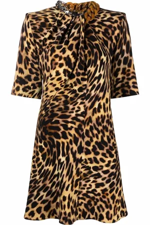 Stella McCartney Robe imprimée léopard à détail de chaîne