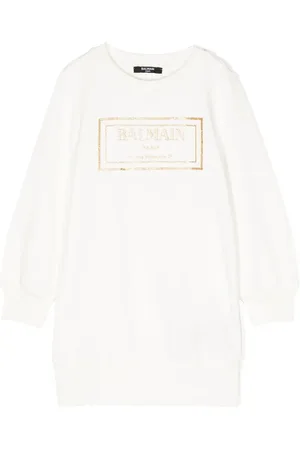 Balmain Robe en coton à logo imprimé