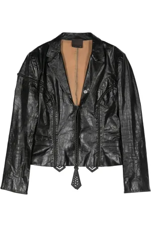 Fendi Veste en cuir à détails de coutures (années 2000)