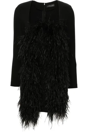 LOULOU Robe ornée de plumes à coupe courte