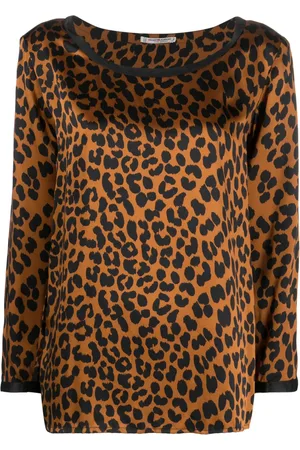 Saint Laurent Blouse à imprimé léopard (années 1980)