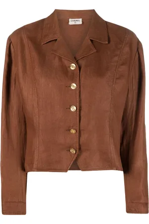 CHANEL Blazer en lin à boutons CC (années 1980)