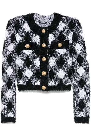 Balmain Veste en tweed à carreaux vichy