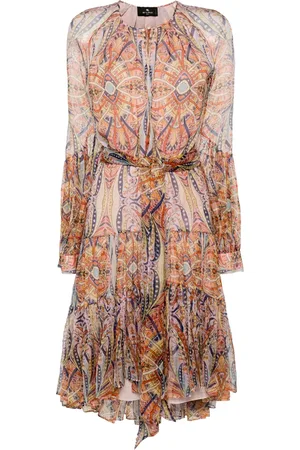 Etro Robe mi-longue en soie à imprimé graphique