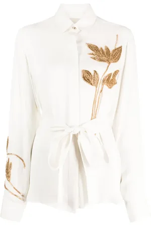 Elie saab Chemise en soie à broderie Foliage