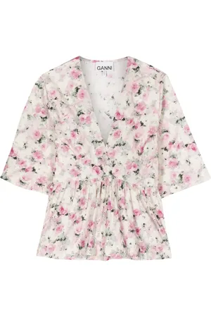 Ganni Blouse en coton biologique à fleurs