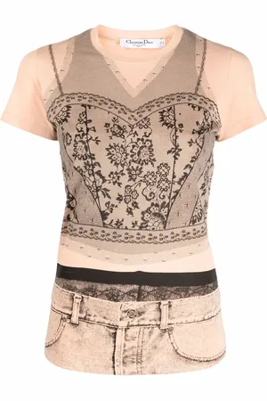 Dior T-shirt en dentelle à effet trompe l