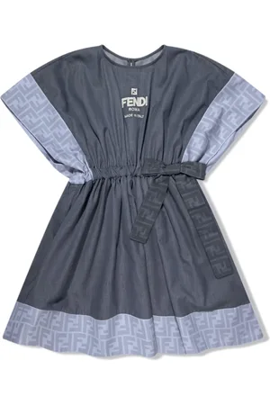 Fendi Robe en coton à logo brodé