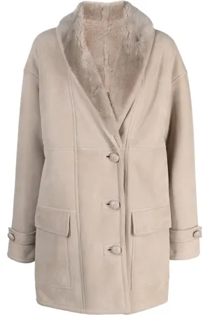 LISKA Manteau à col en peau lainée