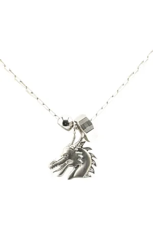 Hermès Collier à pendentif Talismans Dragon H en plaqué palladium (2000-2024)