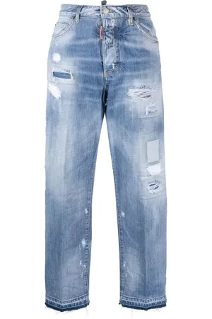 Dsquared2 Jean droit à effet usé