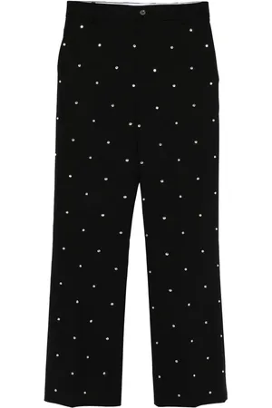 Frenken Pantalon ceinturé à ornements Swarovski
