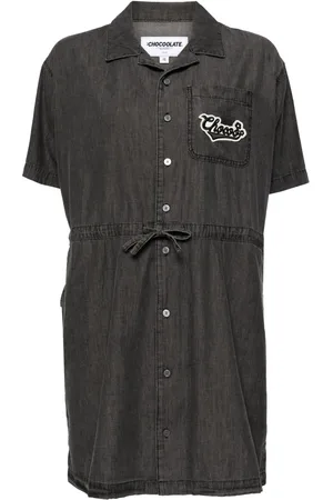 Chocoolate Robe-chemise en jean à logo appliqué