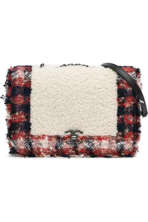 CHANEL Sac à bandoulière Single Flap en tweed et peau lainée (2017-2018)