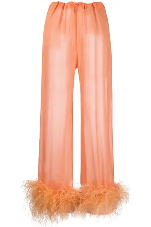 Oseree Bas de pyjama bordé de plumes