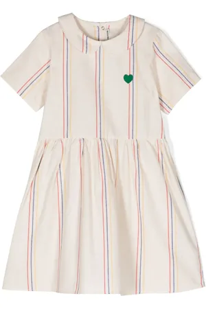 Mini Rodini Robe rayée en jean à col claudine