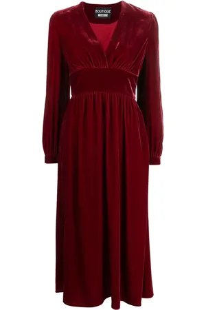 Moschino Robe mi-longue en velours à col v