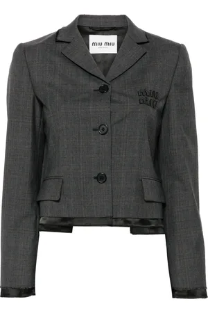 Miu Miu Blazer boutonné à carreaux Prince de Galles